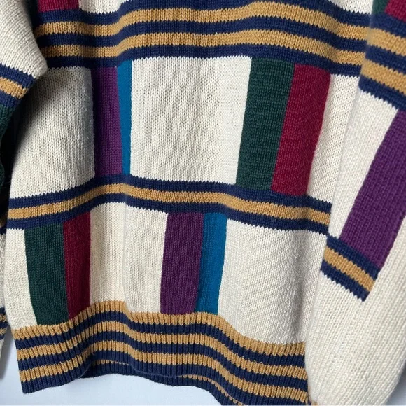 Ivy Club Classics Men’s Knit Crewneck Sweater Multicolor Block Pattern Large 90s - Picture 4 of 7